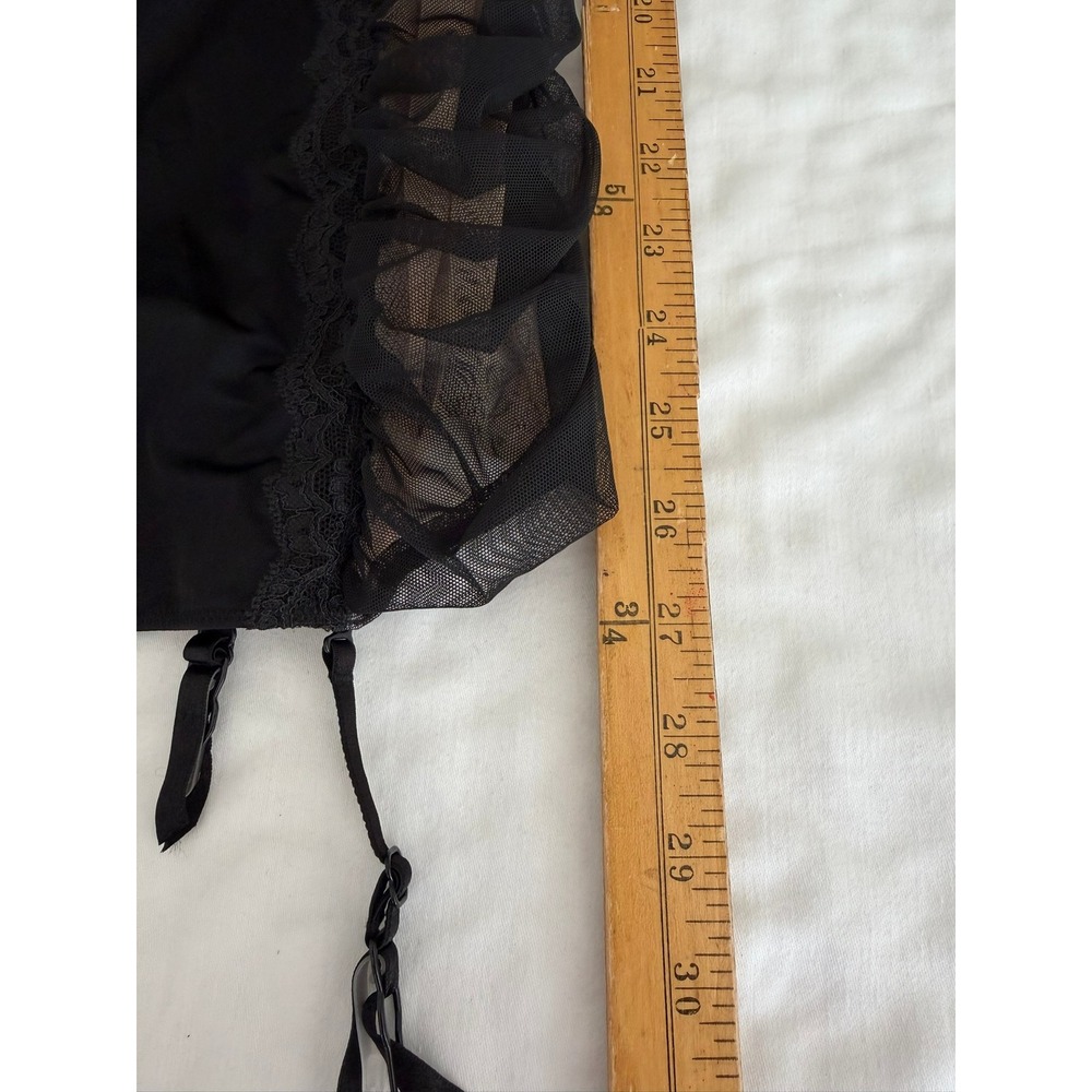 Victorias Secret 36C Black Ruched Lace Garter Chemise Lingerie Padded Underwire - Picture 3 of 15